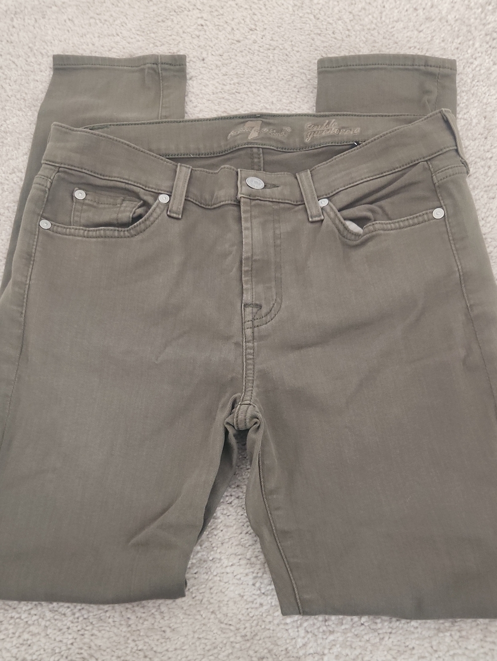 7 For All Mankind Straight-Leg Jeans in Olive